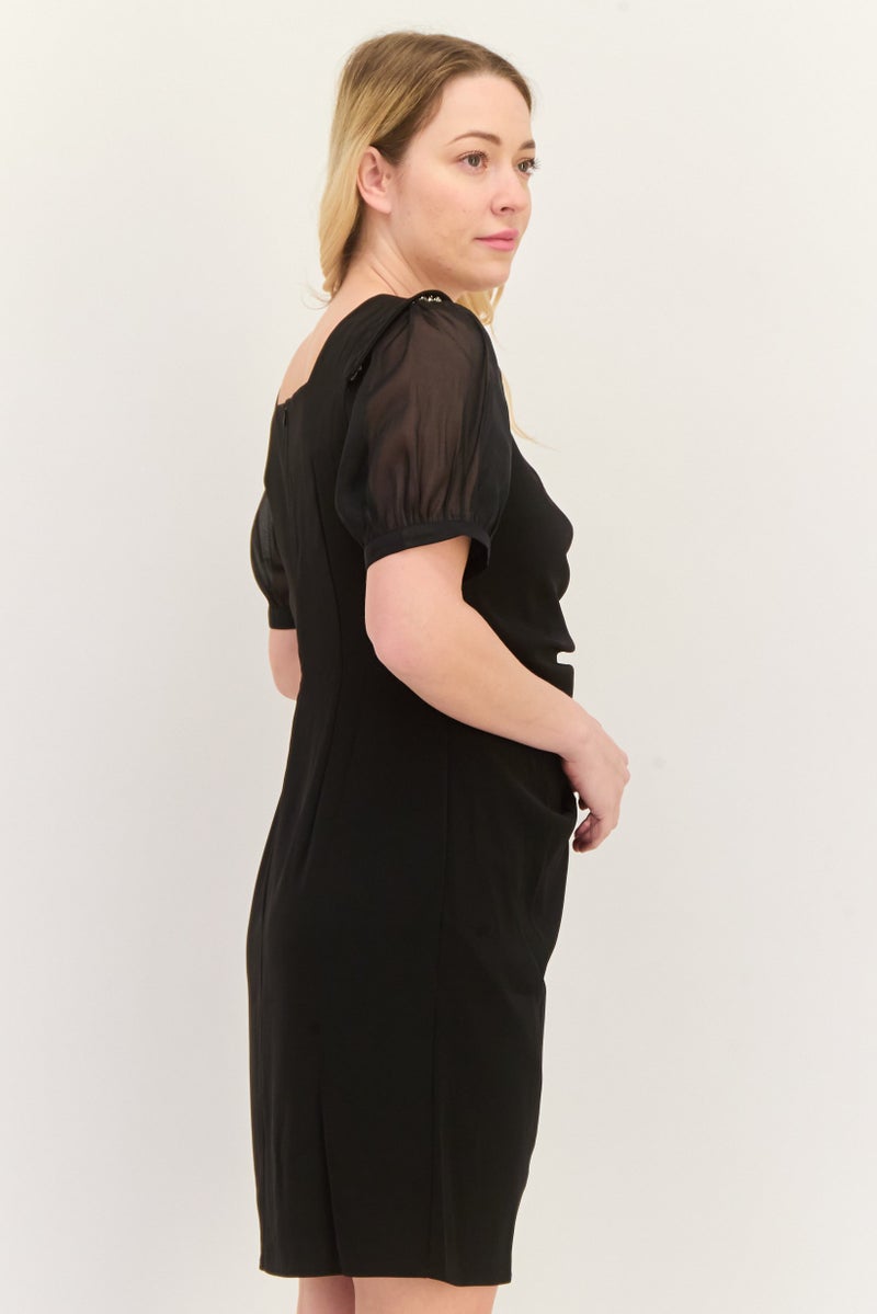 STEVE MADDEN فستان ميني نسائي سادة، أسود - Image 3