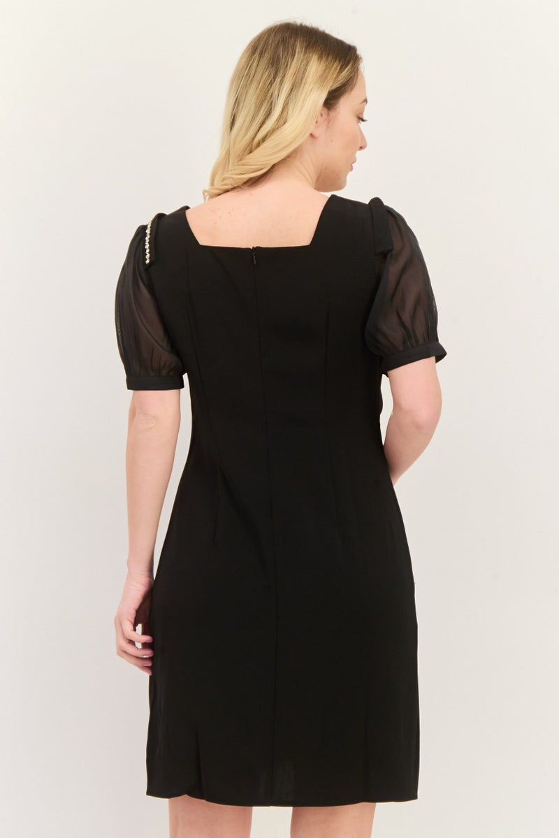 STEVE MADDEN فستان ميني نسائي سادة، أسود - Image 4