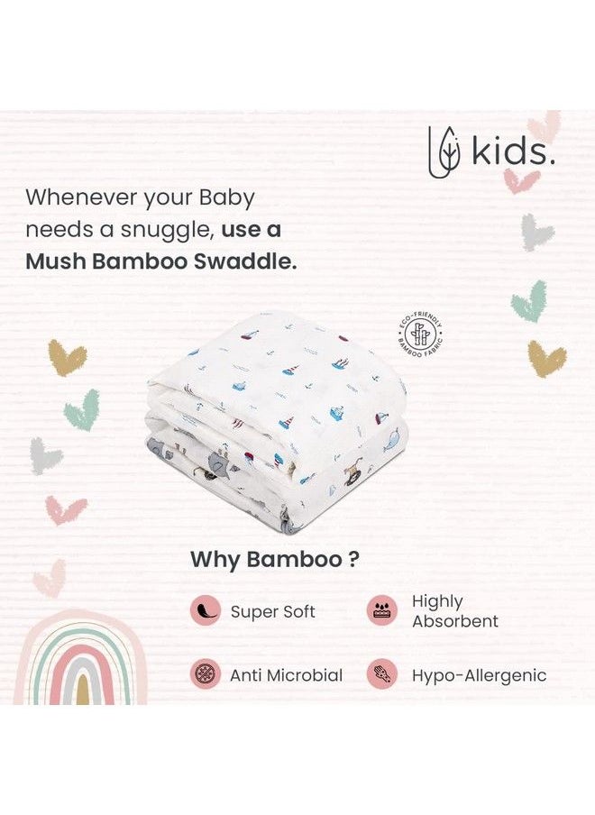 Mush - 100% Bamboo Swaddle : Ultra Soft Breathable Thermoregulating Absorbent Light Weight And Multipurpose Bamboo Wrapper Baby Bath Towel Blanket (1 Sea Grey) - Image 1
