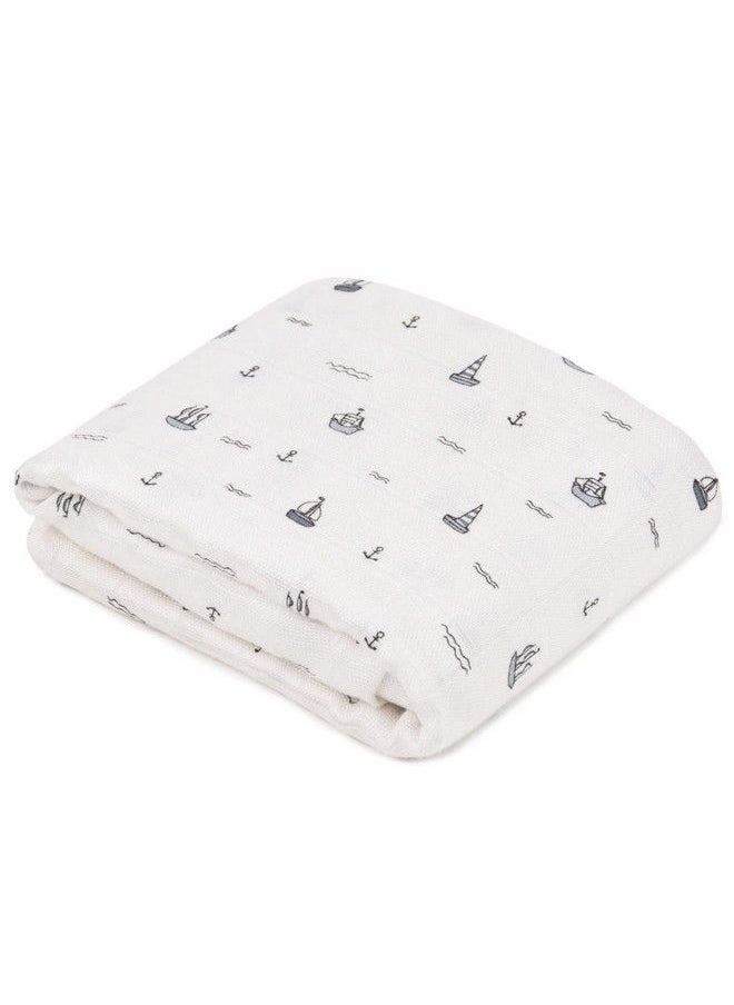 Mush - 100% Bamboo Swaddle : Ultra Soft Breathable Thermoregulating Absorbent Light Weight And Multipurpose Bamboo Wrapper Baby Bath Towel Blanket (1 Sea Grey) - Image 1