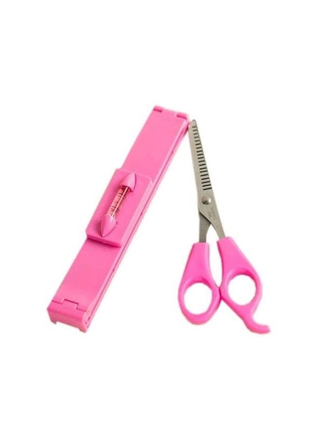 NIBEMINENT Hair Cutting Straight Ruler And Scissors Pink 6.5inch
