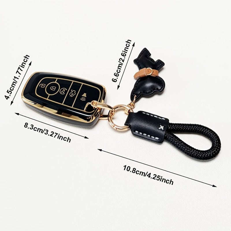 Red 3Pcs Key Fob Cover Case Compatible With Ford Models 3 4 5 Button Remote Smart Key - Image 2