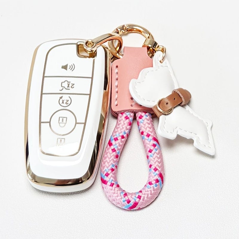 Red 3Pcs Key Fob Cover Case Compatible With Ford Models 3 4 5 Button Remote Smart Key - Image 5