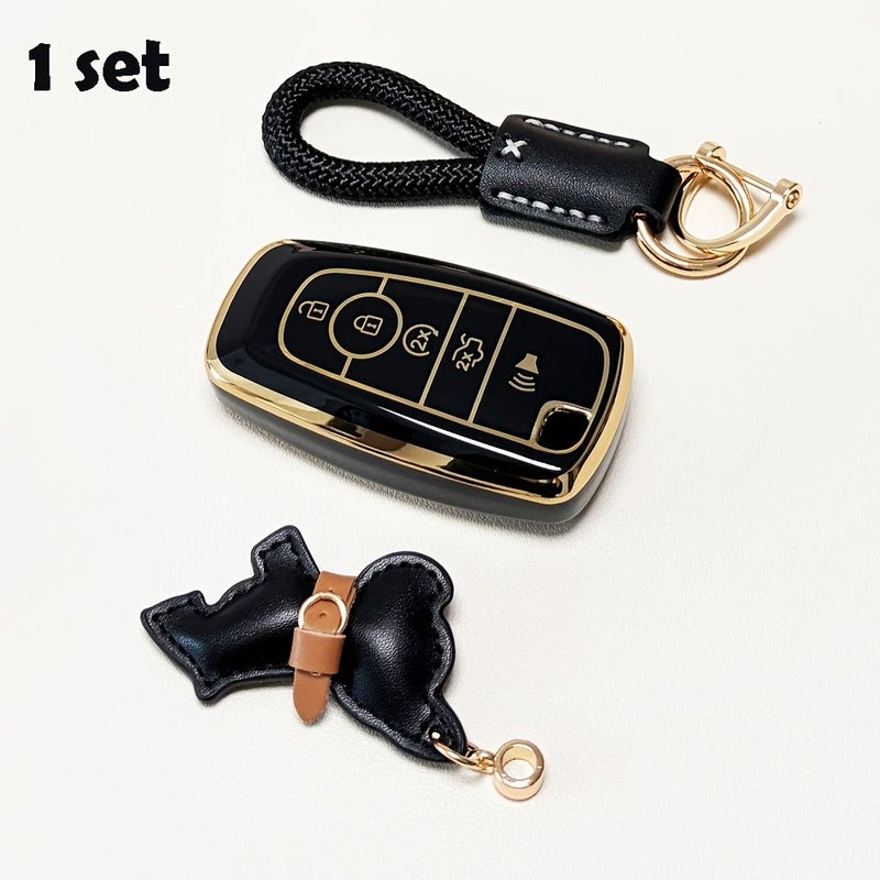 Red 3Pcs Key Fob Cover Case Compatible With Ford Models 3 4 5 Button Remote Smart Key - Image 1