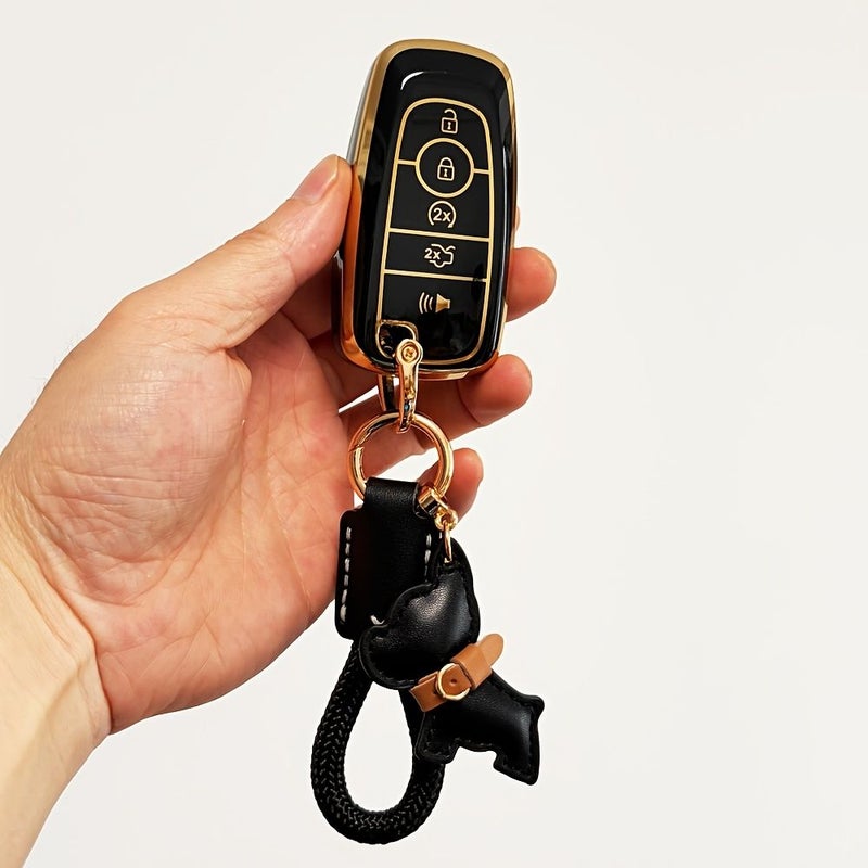 Red 3Pcs Key Fob Cover Case Compatible With Ford Models 3 4 5 Button Remote Smart Key - Image 3