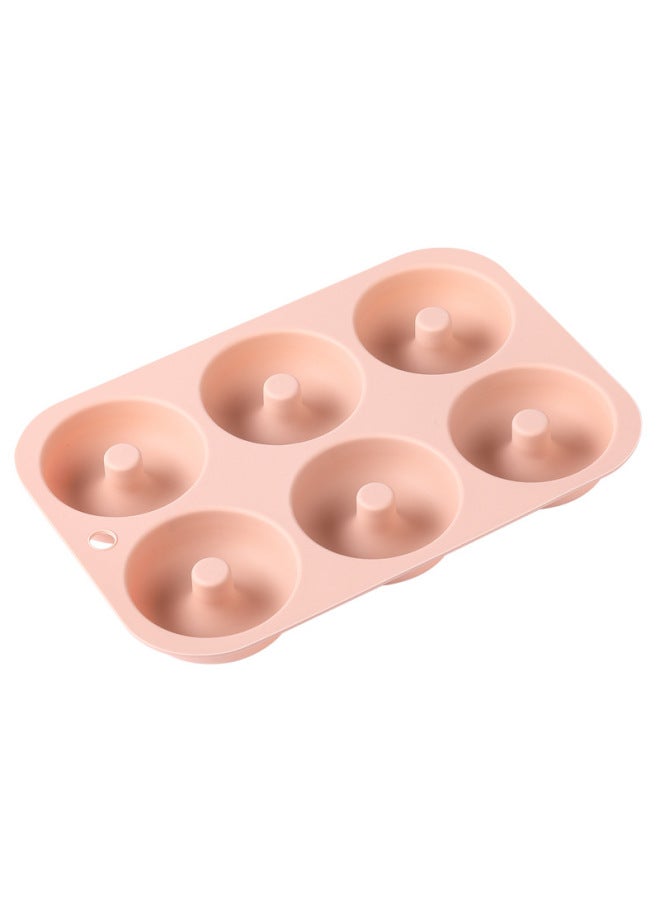6 Donut Cake Mold Silicone Baking Household Silicone Baking Tray Oven Special Food Grade-Specifications:(food Grade) 6 Even Pink - Image 1