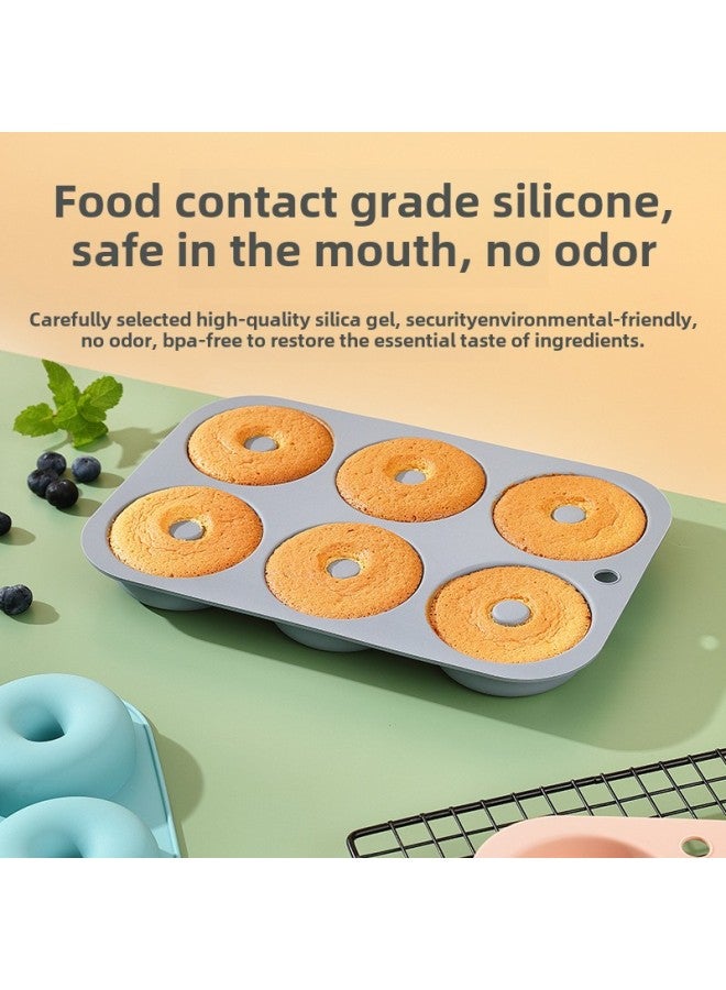 6 Donut Cake Mold Silicone Baking Household Silicone Baking Tray Oven Special Food Grade-Specifications:(food Grade) 6 Even Pink - Image 2
