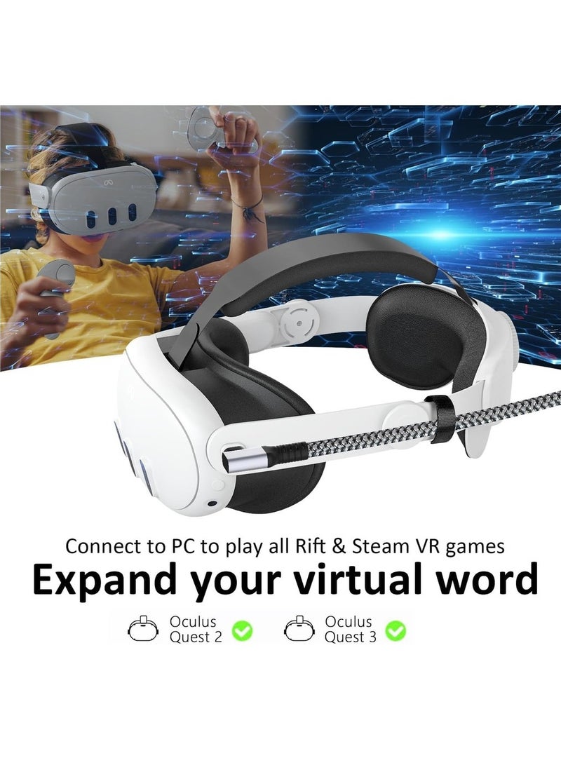 Link Cable 16FT VR Cable Compatible With Meta Oculus /Quest 3/Pro Pico Nylon Braided Accessories And Gaming PC Steam VR USB 3.0 Data Transfer Type C Cable  - Image 2
