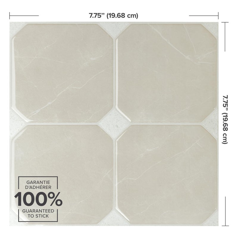 SMART TILES Peel and Stick Backsplash - 5 Sheets of 7,75" x 7,75" Betera Beige - 3D Adhesive Peel and Stick Tile Backsplash for Kitchen, Bathroom, Wall Tile - Image 2