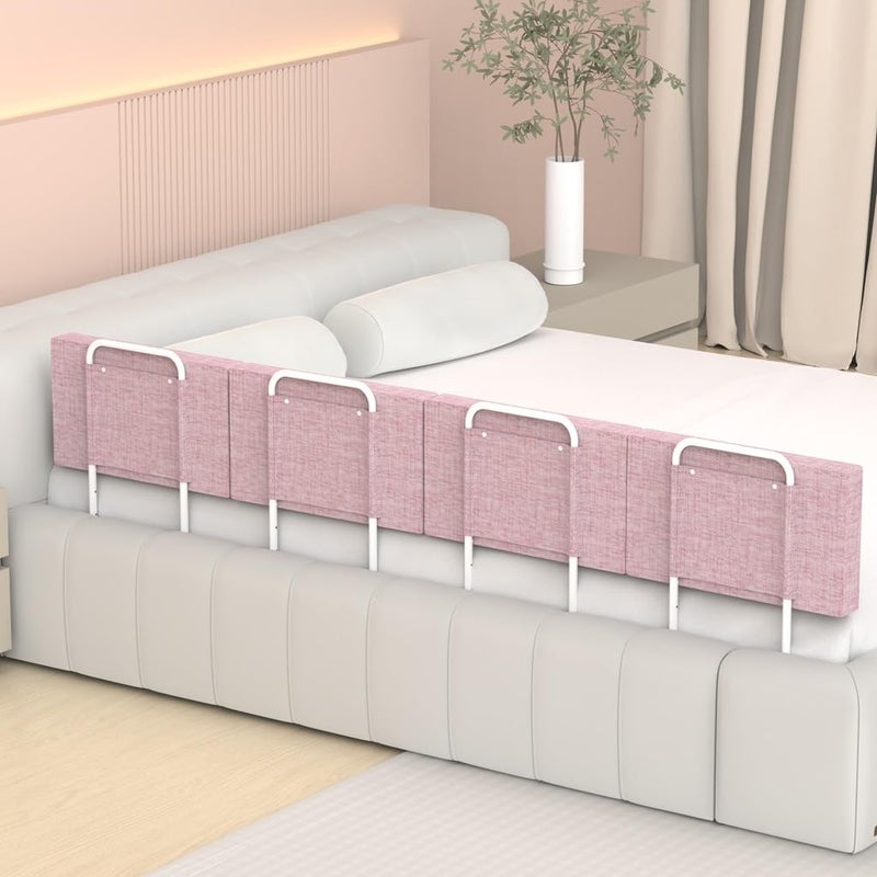 OCBAiLi Bed Rail Bed Bumper for Toddlers Kid 787 Inch Bed Side Rails Safety for Queen King Full Twin Bunk Dorm Beds to Prevent Falls Bed Barrier for Dogs Easy Installation Pink 4 Packs - Image 2