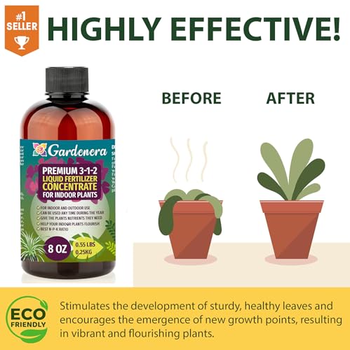 GARDENERA Premium 3-1-2 All Purpose Liquid Fertilizer Consentrate for All Indoor Plants & Flowers - Promotes Biomass Growth and Vibrant Leaf Color - 8oz Bottle - Image 4