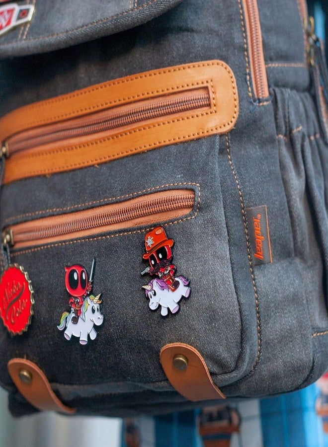 ديدبول دبوس تذكاري حصري من مارفل ديدبول مطلي بالمينا | دبوس تذكاري رسمي لشريف ديدبول يمتطي وحيد القرن - Image 3