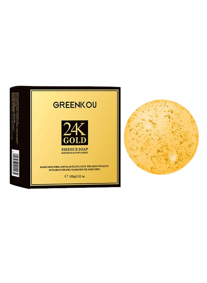 GREENKOU 24k Gold Essence Soap-Plant Handmade Gold Leaf Soap Deep Cleansing Skin Care Exfoliating 100 - Image 1