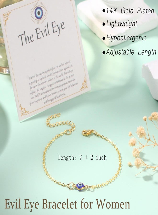 MOZAKA 9pcs Evil Eye Bracelet for Women - 18K Gold Plated Multicolored Evil Eye Bracelets Protection Bracelet Ojo Turco Amulet Lucky Jewelry Gifts with Meaning Card, Large, Stainless Steel, no - Image 5