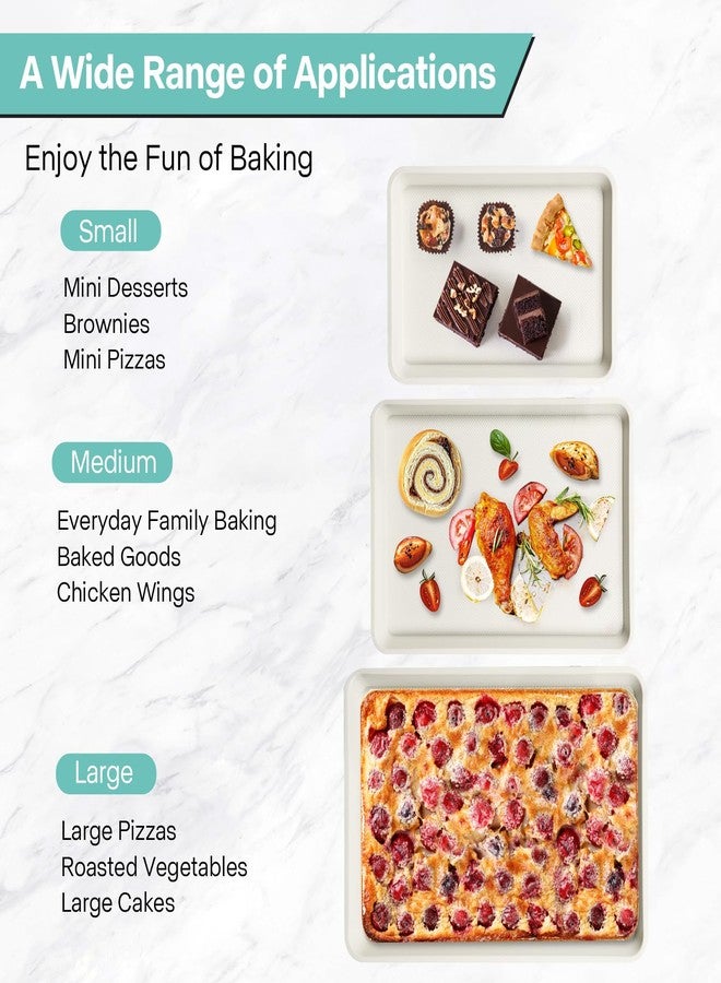 Spmarkt 3-Pack Blue Ceramic-Coating Baking Sheet Pans, PFOA/PFOS/PTFE-Free Nonstick Cookie Sheet Trays, 0.8mm Thick Heavy Duty, with Diamond Texture, Replacement Toaster Oven Tray for Everyday Baking - Image 3