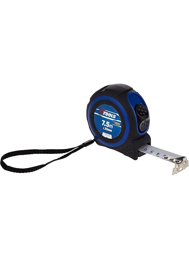 VTOOLS VTOOLS 7.5M Measuring Tape, 1mm Blade Thickness, Self-Lock Tape Measure, Easy to Read, Magnetic Tip Hook and Shock Absorbent Case, VT2183  - Image 1