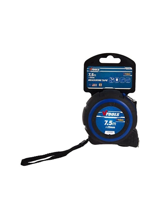 VTOOLS VTOOLS 7.5M Measuring Tape, 1mm Blade Thickness, Self-Lock Tape Measure, Easy to Read, Magnetic Tip Hook and Shock Absorbent Case, VT2183  - Image 2