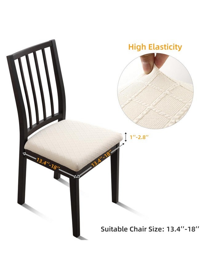 Fuloon Waterproof Seat Cushion Covers 6 PCS, Stretch Jacquard Chair Seat Covers Washable Dining Room Seat Slipcovers Removable Kitchen Chair Protector (6, Waterproof-Beige) - Image 4
