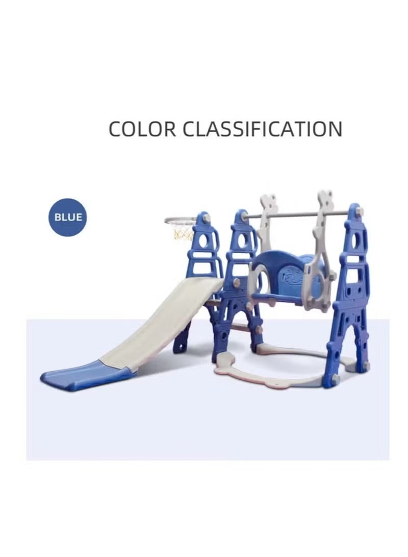 فول جوي مجموعة زحليقة وأرجوحة مع حلقة كرة سلة 3*1 للأطفال،مجموعة ملعب داخلي وخارجي للأطفال الصغار،مجموعة ألعاب تسلق للأطفال - Image 1