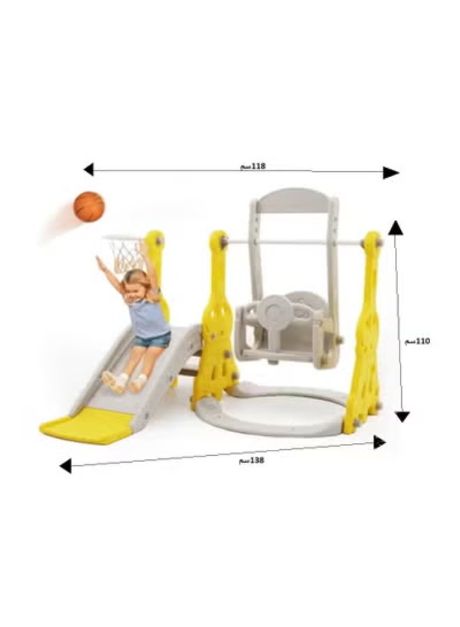 FULL JOY Indoor and Outdoor Playground Set for Toddlers, 4 in 1 Slide and Swing Set for Kids, Freestanding Slide and Swing Playset for Kids with Basketball Hoop - Image 2