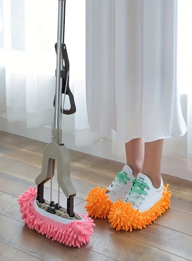 AROAQ 10pcs Microfiber Cleaning Slippers Shoe Covers – Washable Reusable Mop Socks for Floor Cleaning, Dust, Dirt & Pet Hair Removal – Multicolor Soft Chenille Slippers for Men, Women & Kids, Free Size - Image 4