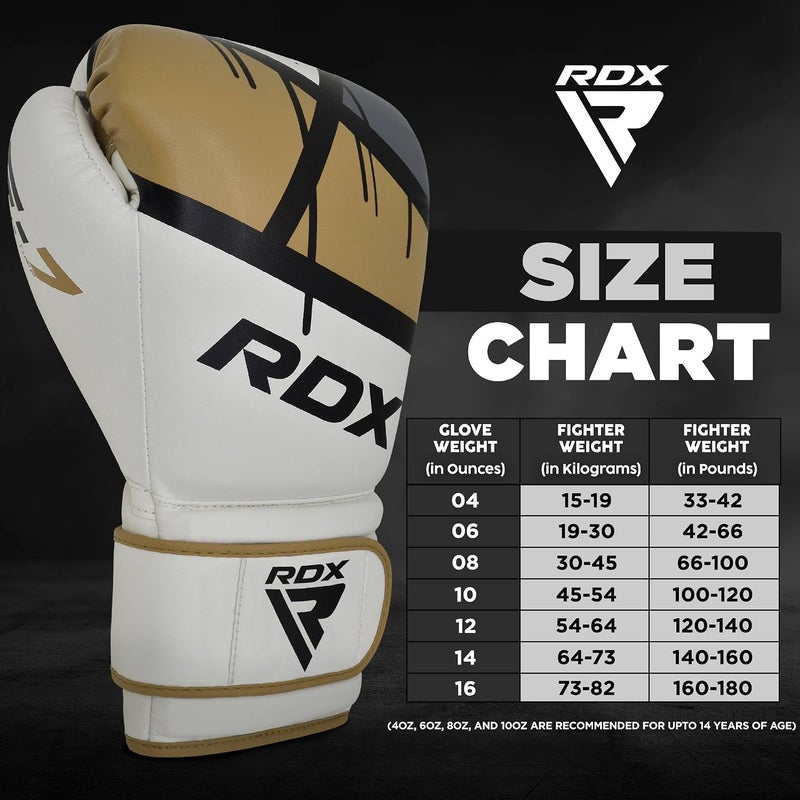 RDX EGO Boxing Gloves for Sparring, Muay Thai, and Kickboxing - Maya Hide Leather with Ventilated Palm and Long Wrist Support -8 OZ |Golden (BGR-F7GL-8oz) - Image 3