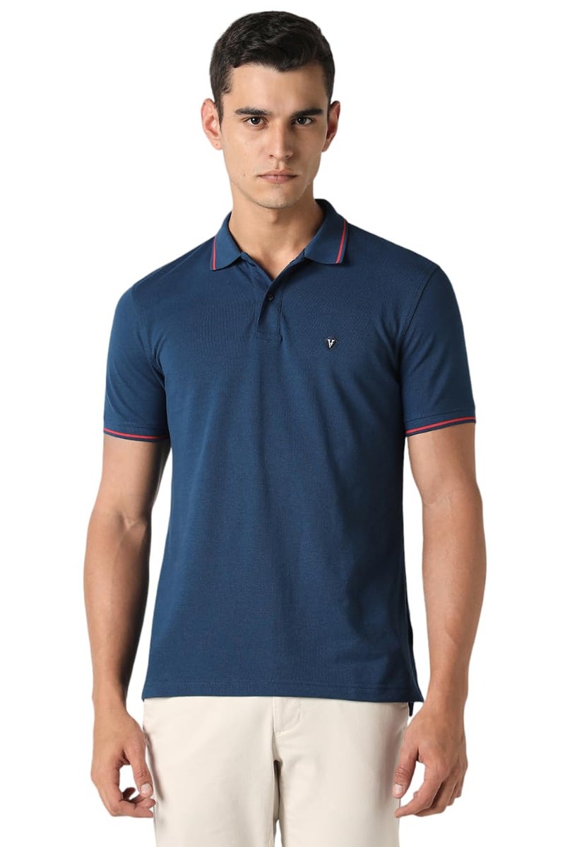 Van Heusen Men's Regular Fit Polo T-Shirt (VSKP517S011419_Nautical M) - Image 1