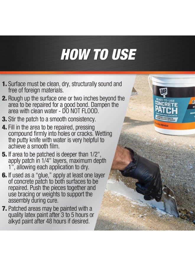 Dap Ready To Use Concrete Patch Interior & Exterior Gray 946 ML - Image 3