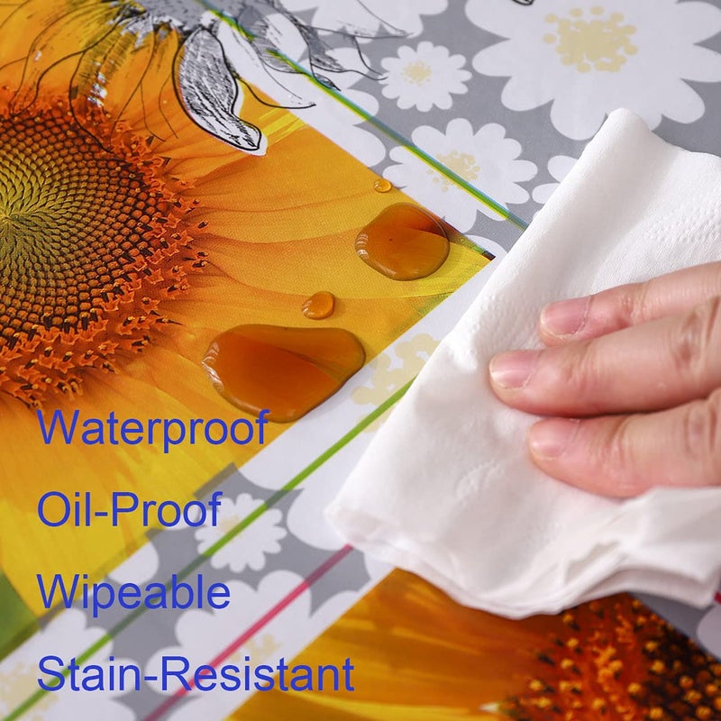 Walrus Round Vinyl Fitted Tablecloth with Flannel Backing Elastic Edge Design Table Cover Waterproof Oil-Proof PVC Table Cloth Stain-Resistant Best for 45"-56" Round - Image 5