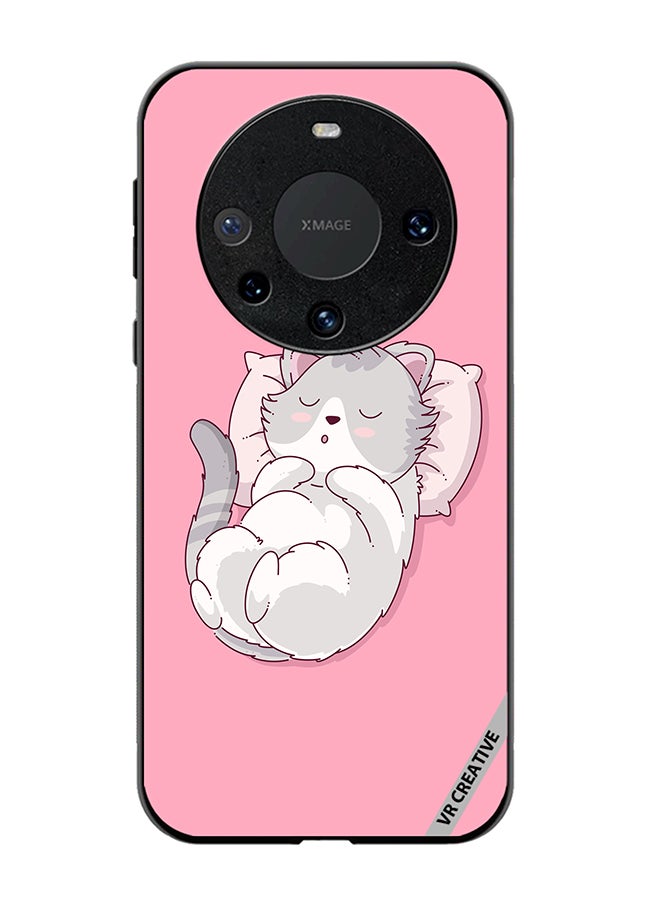 VR CREATIVE Protective Case Cover For Huawei Mate 60 Pro Cozy Cat Design Multicolour  - Image 1