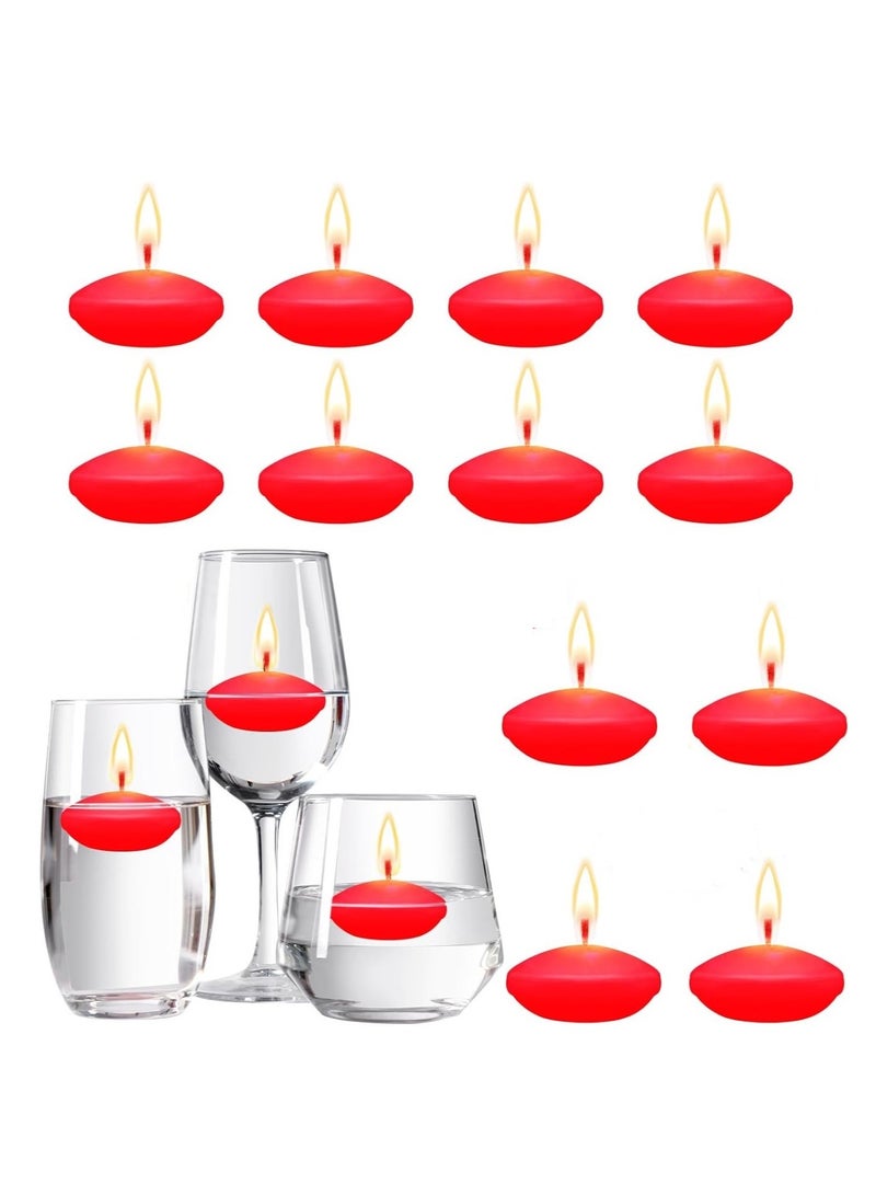 HOME ZONE12 Pcs 1.5'' Unscented Floating Candles for Centerpieces Floating Warm Tealights Candles Floating Candles for Wedding Party Decoration (Red) - Image 1