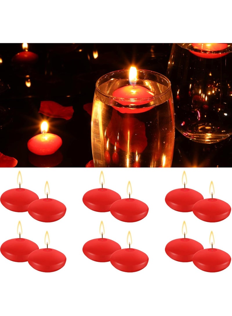 HOME ZONE12 Pcs 1.5'' Unscented Floating Candles for Centerpieces Floating Warm Tealights Candles Floating Candles for Wedding Party Decoration (Red) - Image 3