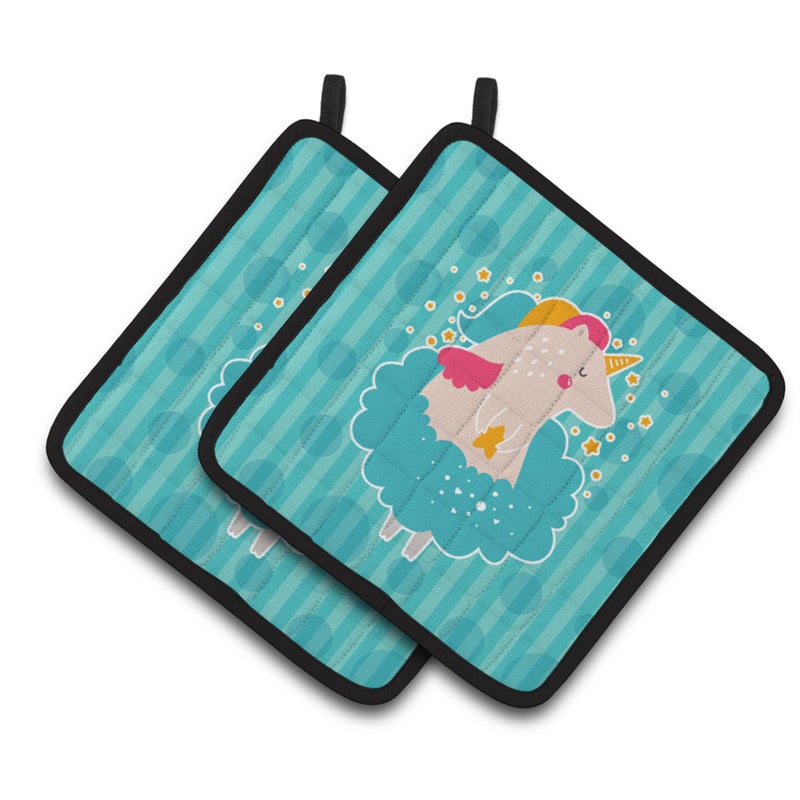 Caroline's Treasures ""Caroline's Treasures Unicorn Ballerina Pair of Pot Holders  7.5 x 7.5  Multicolor"" 