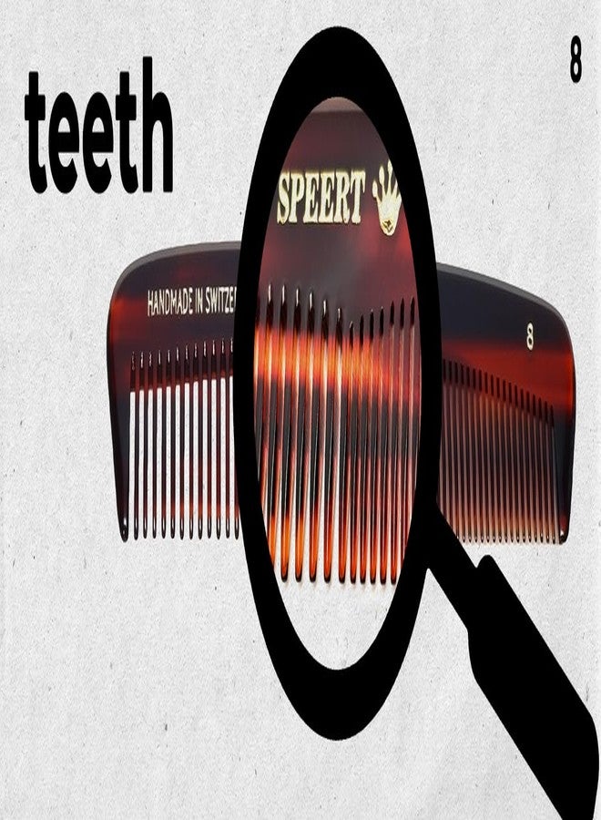 Speert #8 Handmade Wide Narrow Tooth Comb Tortoise Havana Acetate Thick Coarse Curly Thin Fine Straight Hair Detangling Parting Grooming Teasing Styling Hairdresser Barber Hairdressing Wet Dry Pocket - Image 4