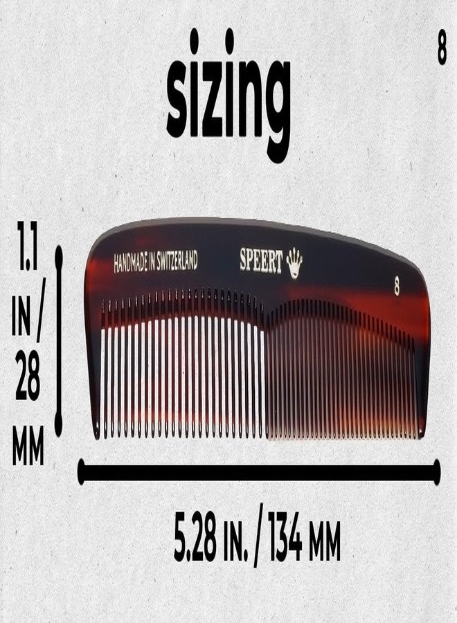 Speert #8 Handmade Wide Narrow Tooth Comb Tortoise Havana Acetate Thick Coarse Curly Thin Fine Straight Hair Detangling Parting Grooming Teasing Styling Hairdresser Barber Hairdressing Wet Dry Pocket - Image 3