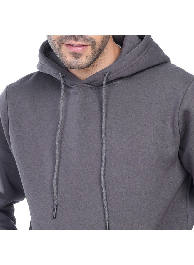 كوب سويت شيرت رجالي بغطاء رأس سادة بأكمام طويلة - Image 3