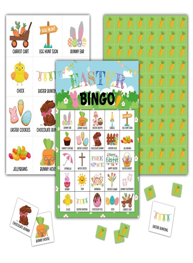 KFNER Easter Day Bingo Games - Bunny Bingo Card - 24 Players Bingo Game Set for Adult Family Friends Colleagues - School Classroom Indoor Outdoor Activities - Spring Party Favors Supplies -C02 - Image 1