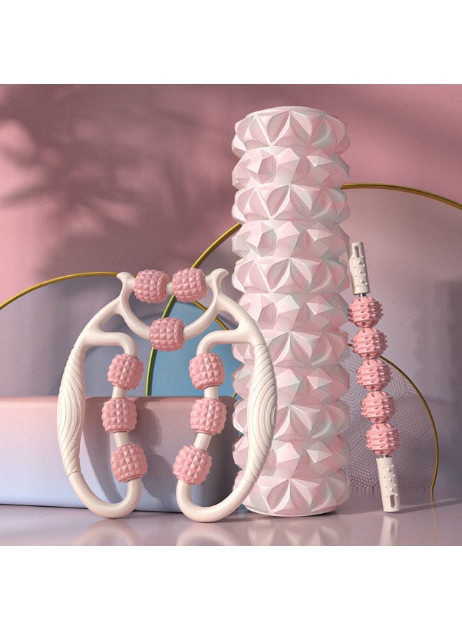 مجموعة أسطوانة إسفنجية مع أسطوانة تدليك بنقاط الزناد بزاوية 360 درجة، وعصا أسطوانة عضلية، وأسطوانة يدوية على شكل حرف Y لتخفيف آلام الساق والذراعين والعضلات والأنسجة العميقة - Image 1