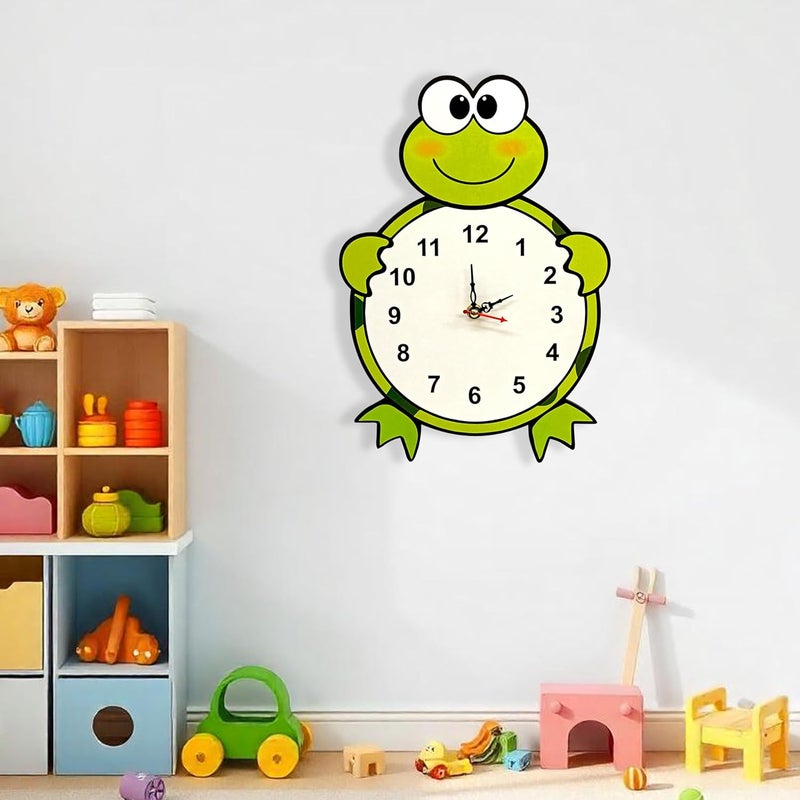 SOLOBOLO Silent Quartz Decorative Cartoon Wall Clock for Kids, Non-Ticking, Round, Battery Operated, Easy to Read for Kids Room/Home/Kitchen/Bedroom/School (Tortoise) - Image 2