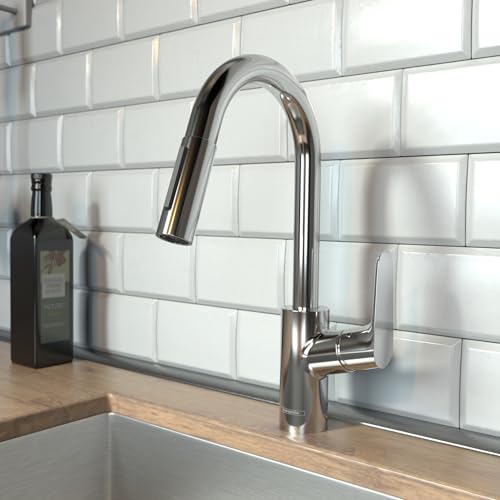 hansgrohe Focus Chrome Bar Kitchen Faucet, Kitchen Faucets with Pull Down Sprayer, Faucet for Kitchen Sink, Magnetic Docking Spray Head, Chrome 04506001 - Image 2