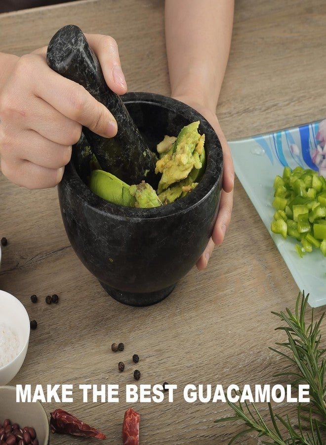 Koville African Natural Granite Mortar and Pestle Set, Grinder Bowl for Guacamole, Salsa, Pill Crusher, Spice, Herb, Garlic, Nut, Heavy Duty Grinder for Kitchen (Glossy Finish) - Image 4