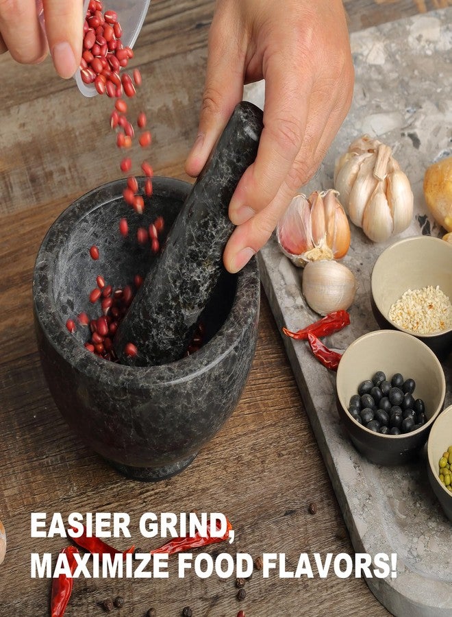 Koville African Natural Granite Mortar and Pestle Set, Grinder Bowl for Guacamole, Salsa, Pill Crusher, Spice, Herb, Garlic, Nut, Heavy Duty Grinder for Kitchen (Glossy Finish) - Image 3