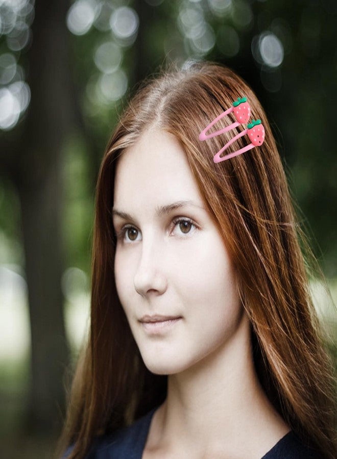 HLTOO 15PCS Strawberry and Peach Hair Clips, Pink Cute Hair Barrettes, Fruit Metal Snap Hair Accessories, for Women and Girls Hair Styling Accessories - Image 5