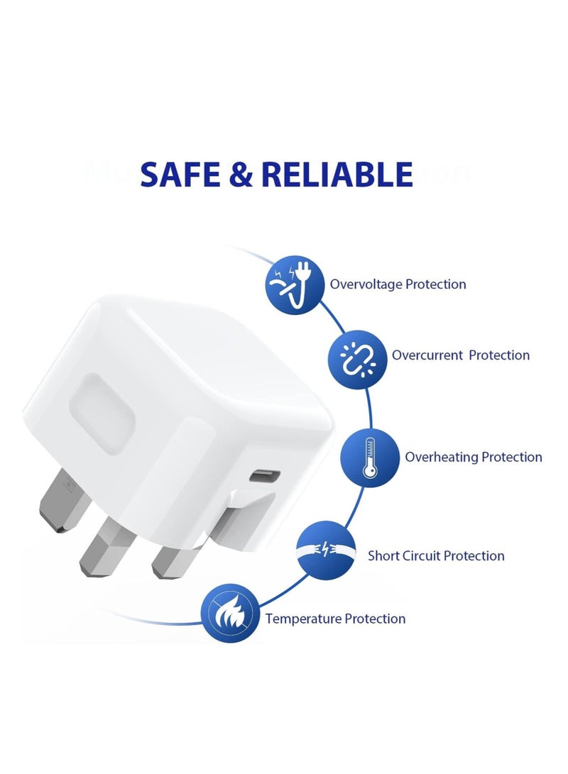 شاحن أبل 20 واط USB-C لسلسلة آيفون 13 و آيباد برو - أبيض - Image 3