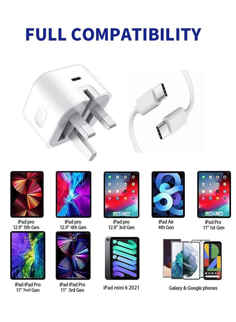 شاحن أبل 20 واط USB-C لسلسلة آيفون 13 و آيباد برو - أبيض - Image 5