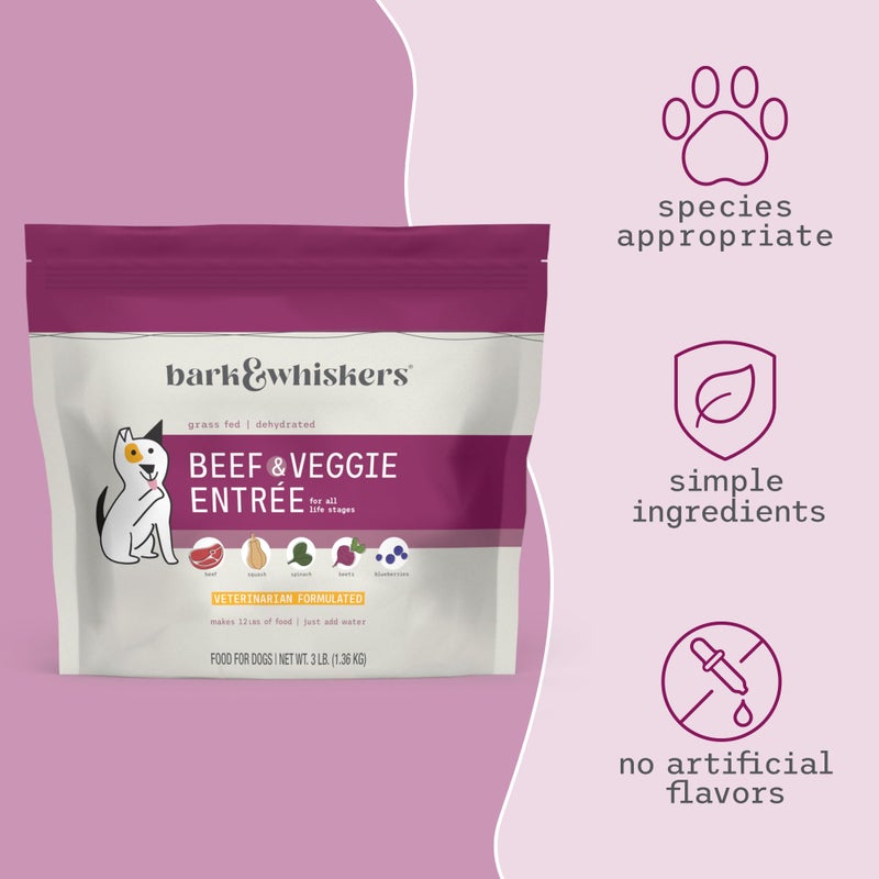 Dr. Mercola Bark & Whiskers Dehydrated Beef and Veggie Entrée, 3 lb., Makes 12 lbs. of Food for Dogs, Digestive Support, Vet Formulated, Non-GMO, Dr. Mercola - Image 4