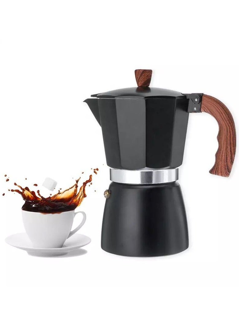 Stovetop Espresso Maker, Aluminum 6-cup Premium Moka Pot for Classic Espresso, Manual Italian Coffee Maker for Home and Camping, Easy to Operate and Quick Cleanup  (Black) - Image 1