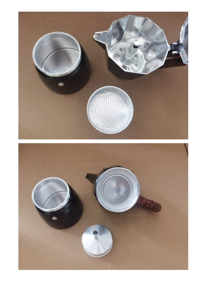 Stovetop Espresso Maker, Aluminum 6-cup Premium Moka Pot for Classic Espresso, Manual Italian Coffee Maker for Home and Camping, Easy to Operate and Quick Cleanup  (Black) - Image 5