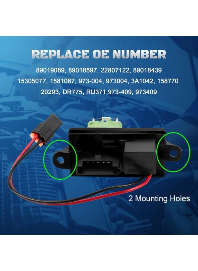 89019089 مقاوم مروحة محرك منفاخ HVAC يناسب طرازات 1999 2000 2001 2002 2003 2004 2005 2006 Chevy Silverado 1500 2500 Tahoe GMC Sierra Yukon C'adillac Escalade 973-004، 89018597، 22807122 - Image 4