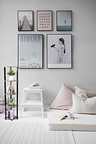 ginoya brothers ginoya brothers Corner Shelf 5 Tier Wall Corner Bookshelf with Metal Frame Corner Shelf Stand Display Plant Flower Corner Bookcase for Small Spaces Living Room 5 Tier Corner 49X2X1 Feet  - Image 2